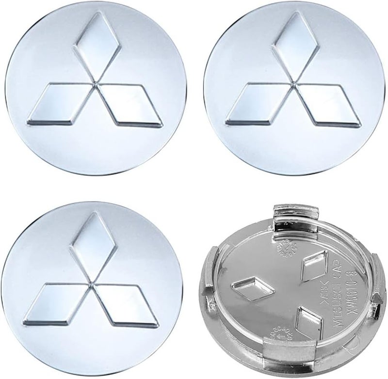 Thcbme 4PCS Wheel Center Caps for Mitsubishi Eclipse Spyder Pajero Sport Endeavor, 60mm/2.36" Car Wheel Hub Caps ABS Rim Center Hub Cover (Silver) - Image 1